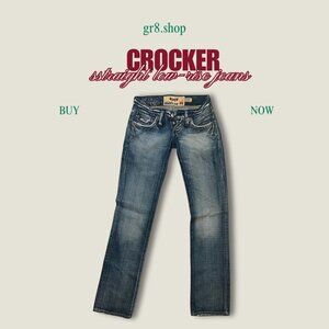 Crocker Straight Low-Rise Distressed Jeans Size 26 100% Cotton Womens Casual Den